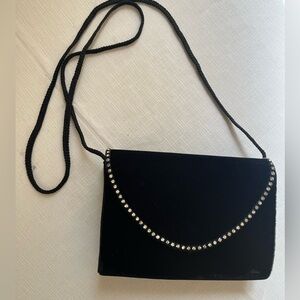 Carla Marchi Black Shoulder Bag Rhinestone Accent Lined Classic
Formal